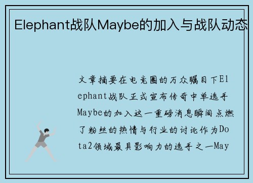 Elephant战队Maybe的加入与战队动态